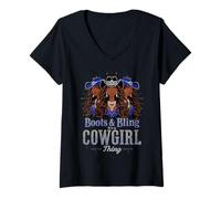 Mujer Boots and Bling It's Cowgirl Thing Western Country Melanina Camiseta Cuello V