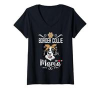 Mujer Border Collie Mama Dog Lover Puppy Dog Mom Mothers Day Camiseta Cuello V