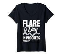 Mujer Borderline Personality Warrior EUPD Flare Day BPD Conciencia Camiseta Cuello V