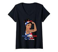 Mujer Boricua - Camisa de Mujer con Bandera de Puerto Rico Camiseta Cuello V
