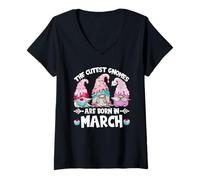 Mujer Born In March GNOME For Women Men Kids Cute Birthday Gnomes Camiseta Cuello V