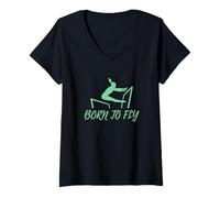 Mujer Born To Fly Gymnast Vaso Acrobat Balance Beam Camiseta Cuello V