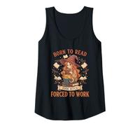 Mujer Born To Read Forced To Work Libro Bruja Fantasía Mujeres Femeninas Camiseta sin Mangas