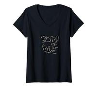 Mujer Born To Ride Graffiti Street Art Motocicleta Jinete Camiseta Cuello V