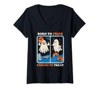 Mujer Born To Trick Sarcastic Retro Funny Adult Humor Camiseta Cuello V