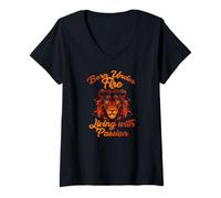 Mujer Born Under Fire Living with Passion Camiseta Cuello V