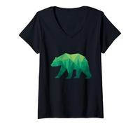Mujer Bosque de Osos de bajo poliéster Camiseta Cuello V