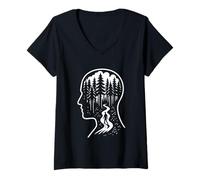 Mujer Bosque Mente Naturaleza Camino Desierto Paz Interior Arte Camiseta Cuello V