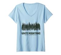 Mujer Bosque Nacional de Las Montañas Blancas de New Hampshire Camiseta Cuello V
