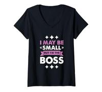 Mujer Boss Girl Baby Kids Funny I May Be Small But I'm The Boss Camiseta Cuello V