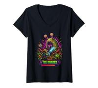 Mujer Boss The Invader - Diseño Retro Pixel Art Gaming Camiseta Cuello V