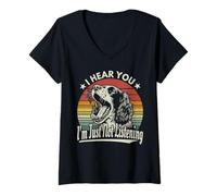 Mujer Bostezo, Springer Spaniel inglés, te escucho, no te escucho Camiseta Cuello V