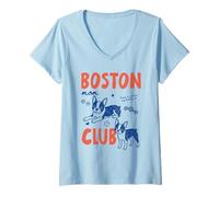 Mujer Boston Mom Club Boston Terrier Dog Owner Dog Mom Mothers Day Camiseta Cuello V