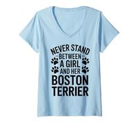 Mujer Boston Terrier Chica Divertido Boston Terrier Camiseta Cuello V