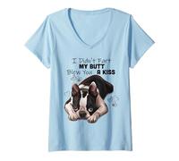 Mujer Boston Terrier Puppy Kiss Fart - Perro Divertido Camiseta Cuello V