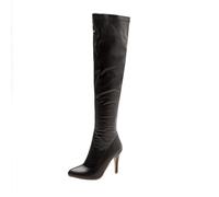 Mujer Botas Altas Rodilla Muslo Elástico Aguja Botas de Tacón Alto Moda Fiesta Zapatos,Negro,38 EU