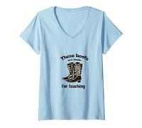 Mujer Botas de enseñanza para profesor occidental, profesor texano Camiseta Cuello V