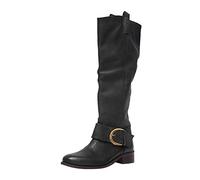 Mujer Botas de equitación altas hasta la rodilla Botas Tacones gruesos Zapatos de cuero Hombres Hombres, Negro , 41 EU
