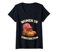 Mujer Botas de Trabajo de construcción para Mujeres con Orgullo Constructor Camiseta Cuello V
