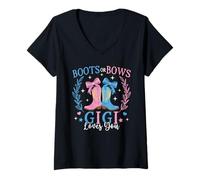 Mujer Botas o Lazos Decoraciones de revelación de género Gigi Loves You Camiseta Cuello V