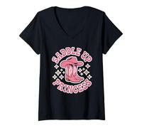 Mujer Botas Saddle Up Princess Lindas Cowgirl Western Rodeo Girls Camiseta Cuello V
