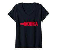 Mujer Botella de Vodka Good Times Cool Happy Hour Drink Camiseta Cuello V