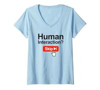 Mujer Botón de Salto de interacción Humana Divertidos introvertidos antisociales Camiseta Cuello V