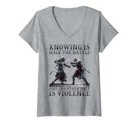 Mujer Bouhourt Torneo de Caballeros Medievales Tjost Buhurt Camiseta Cuello V