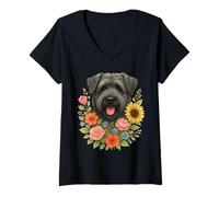 Mujer Bouvier Des Flandres Flor Camiseta Cuello V