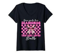 Mujer Bowling Bowler Girl Mamá Día de la Madre Esta Chica Ama Bolas Camiseta Cuello V