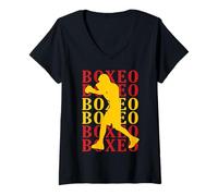 Mujer Boxeo me Llama Boxing Boxeador Atleta Chico Niño Retro Camiseta Cuello V