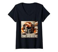 Mujer Boxer alemán Boxie Mom Dad Doggie Boxer Bulldog Dog Camiseta Cuello V