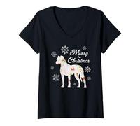Mujer Boxer Dog Merry Christmas Silhouette Funny Christmas Dog Dad Mom Camiseta Cuello V