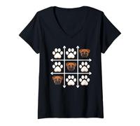 Mujer Boxer Paws Grid Game Boxers Camiseta Cuello V