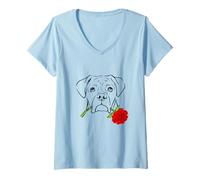 Mujer Boxer Puppy Love Valentines Gift for Boxer Dog Lovers Camiseta Cuello V
