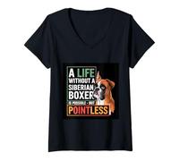 Mujer Bóxer Siberiano con una Frase Divertida Camiseta Cuello V