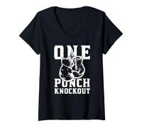 Mujer Boxing Punch Knockout King of the Ring Boxing Boxer Gloves Camiseta Cuello V