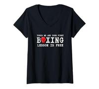 Mujer Boxing Touch Me and Your First Boxing Lesson is Free Boxer Camiseta Cuello V