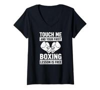 Mujer Boxing Touch Me and Your First Boxing Lesson is Free Boxing Camiseta Cuello V