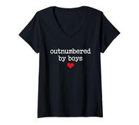 Mujer Boy Mom Outnumbered by Boys Mama,I Love My Sons,Mom of Boys Camiseta Cuello V