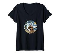 Mujer Boykin Spaniel Dog Mom Dad, estilo Van Gogh Starry Night Camiseta Cuello V
