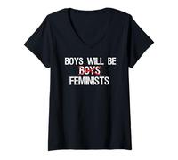 Mujer Boys Will Be Feminists - Camiseta de protesta para Hombres y Mujeres Camiseta Cuello V