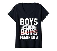 Mujer Boys Will Be Feminists Feminism Camiseta Cuello V