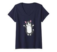 Mujer Braces Cat Una Linda Sonrisa con Estilo Camiseta Cuello V