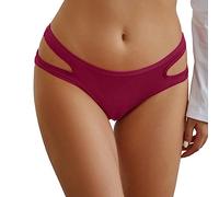 Mujer Bragas 2026 Ropa Interior Mujer Deseo Puro Cintura Picante Ahuecado Color Sólido Ropa Interior Periodo Panties Verano Ropa Interior Sin Costuras, Vino, S