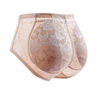 Mujer Bragas con Relleno - Culo Falso Ropa Interior Acolchada Extraíble Levantador De Glúteos Cintura Baja Encaje Jacquard Sexy Color Sólido Invisible Push Up Shapewear,Negro,XXL