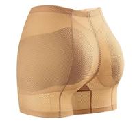 Mujer Bragas con Relleno - Gran Tamaño Sexy Hip Enhancer Extraíble Esponja Acolchada Malla Transpirable Cintura Baja Reloj De Arena Push Up Falso Culo Lencería,Beige,XL