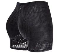 Mujer Bragas con Relleno - Realzador De Cadera Sexy De Gran Tamaño Esponja Extraíble Malla Acolchada Transpirable Cintura Baja Reloj De Arena Push Up Lencería De Culo Falso,Negro,L