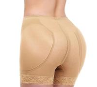 Mujer Bragas con Relleno - Sexy Malla Suave Transpirable Esponja Acolchada Fajas Cadera Mejora El Culo Falso Suave Sin Costuras Cintura Baja Ropa Interior De Reloj De Arena,Beige,XS