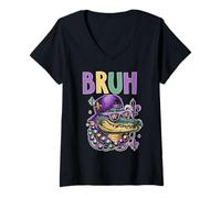 Mujer BRAH Mardi Gras Cocodrilo Camiseta Cuello V